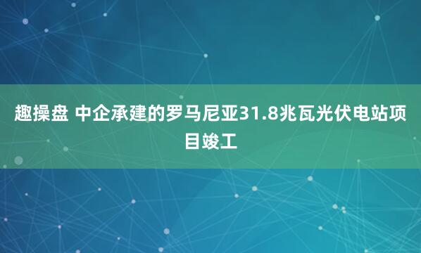 趣操盘 中企承建的罗马尼亚31.8兆瓦光伏电站项目竣工